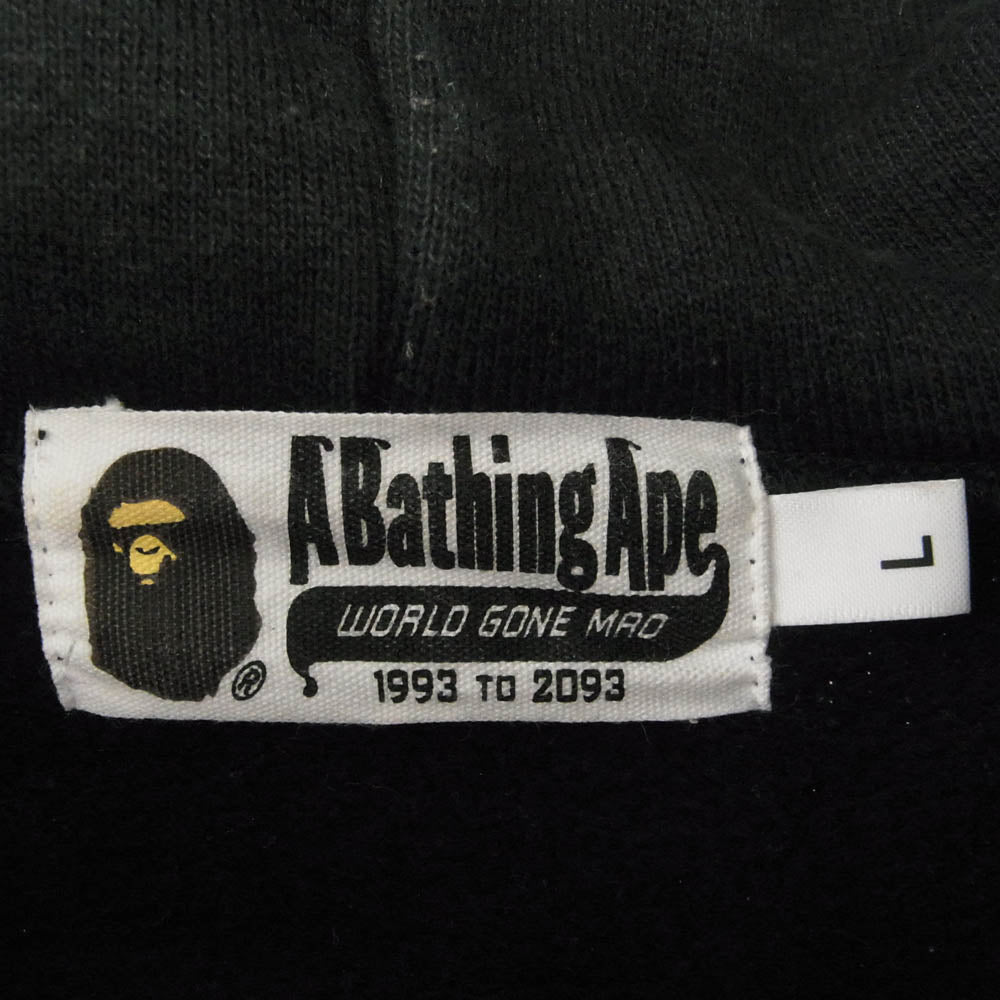 A BATHING APE アベイシングエイプ 001PPF701002X プリント 裏起毛 プルオーバー パーカー ブラック ブラック系 L【中古】