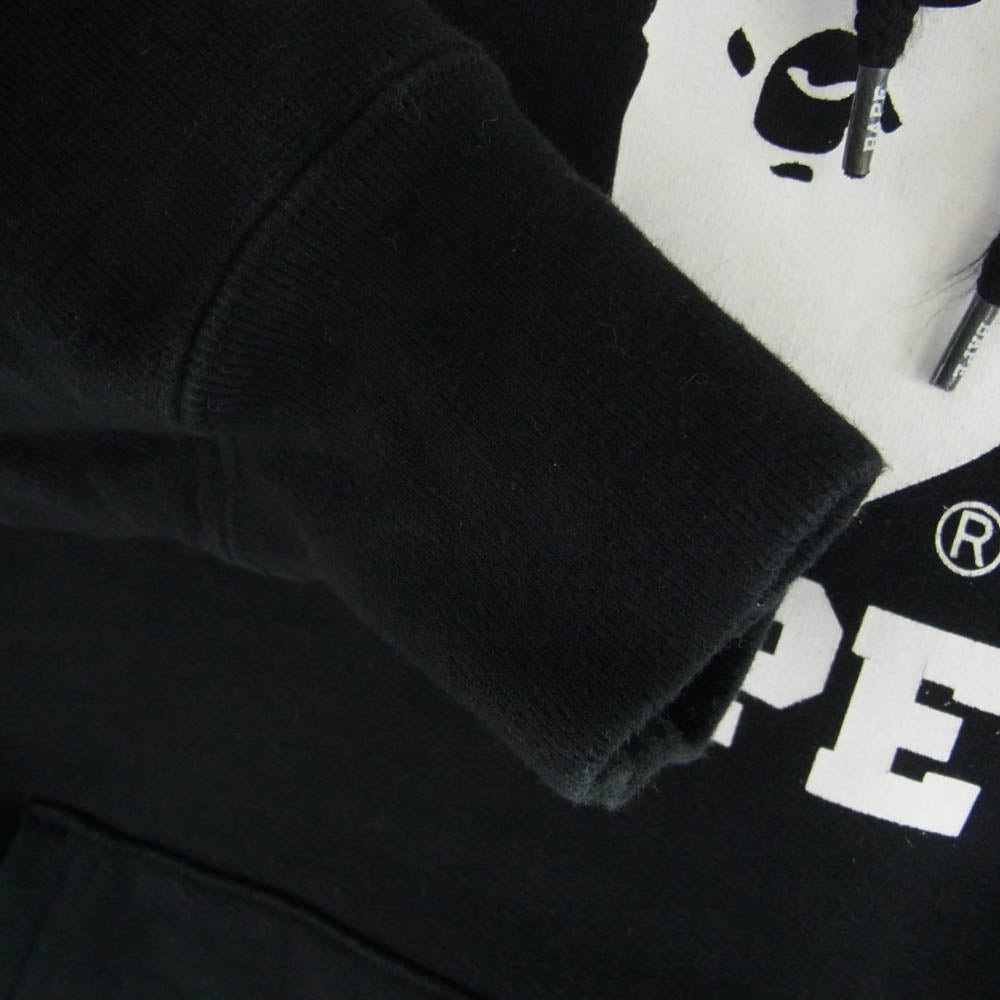 A BATHING APE アベイシングエイプ 001PPF701002X プリント 裏起毛 プルオーバー パーカー ブラック ブラック系 L【中古】