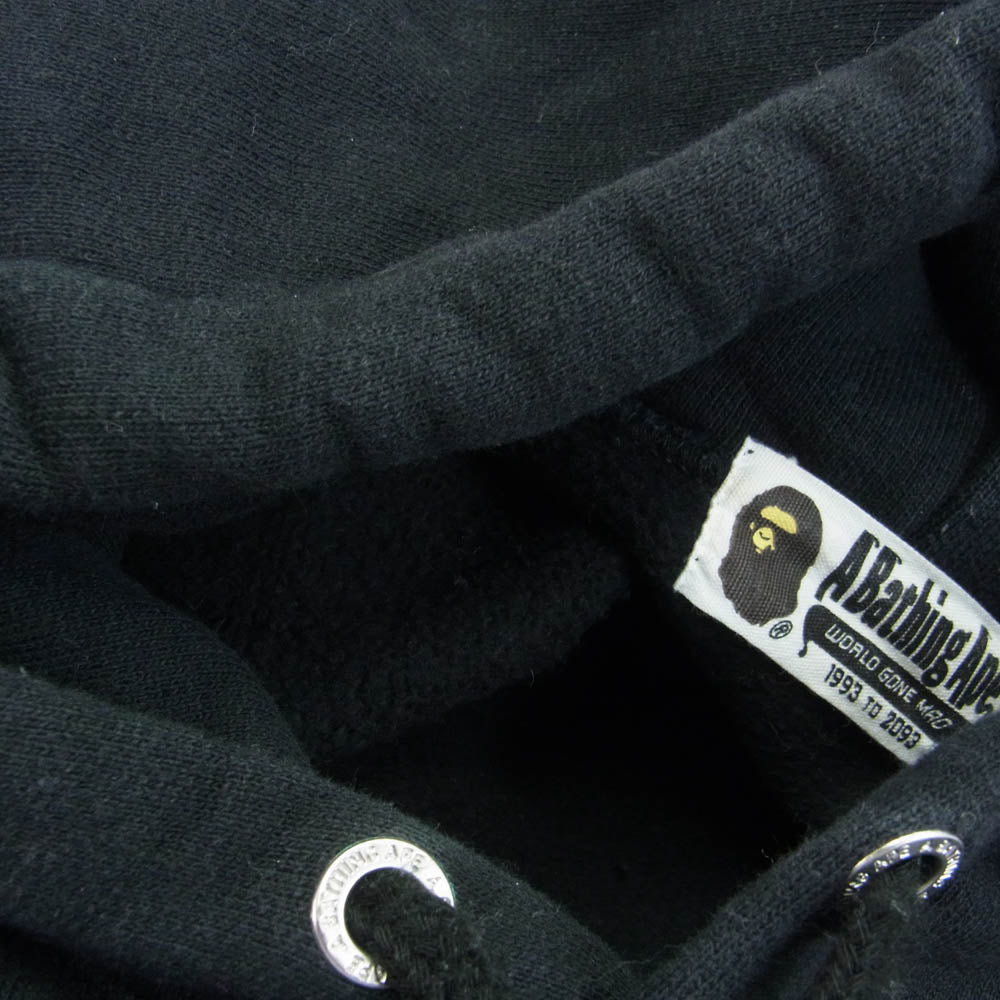 A BATHING APE アベイシングエイプ 001PPF701002X プリント 裏起毛 プルオーバー パーカー ブラック ブラック系 L【中古】