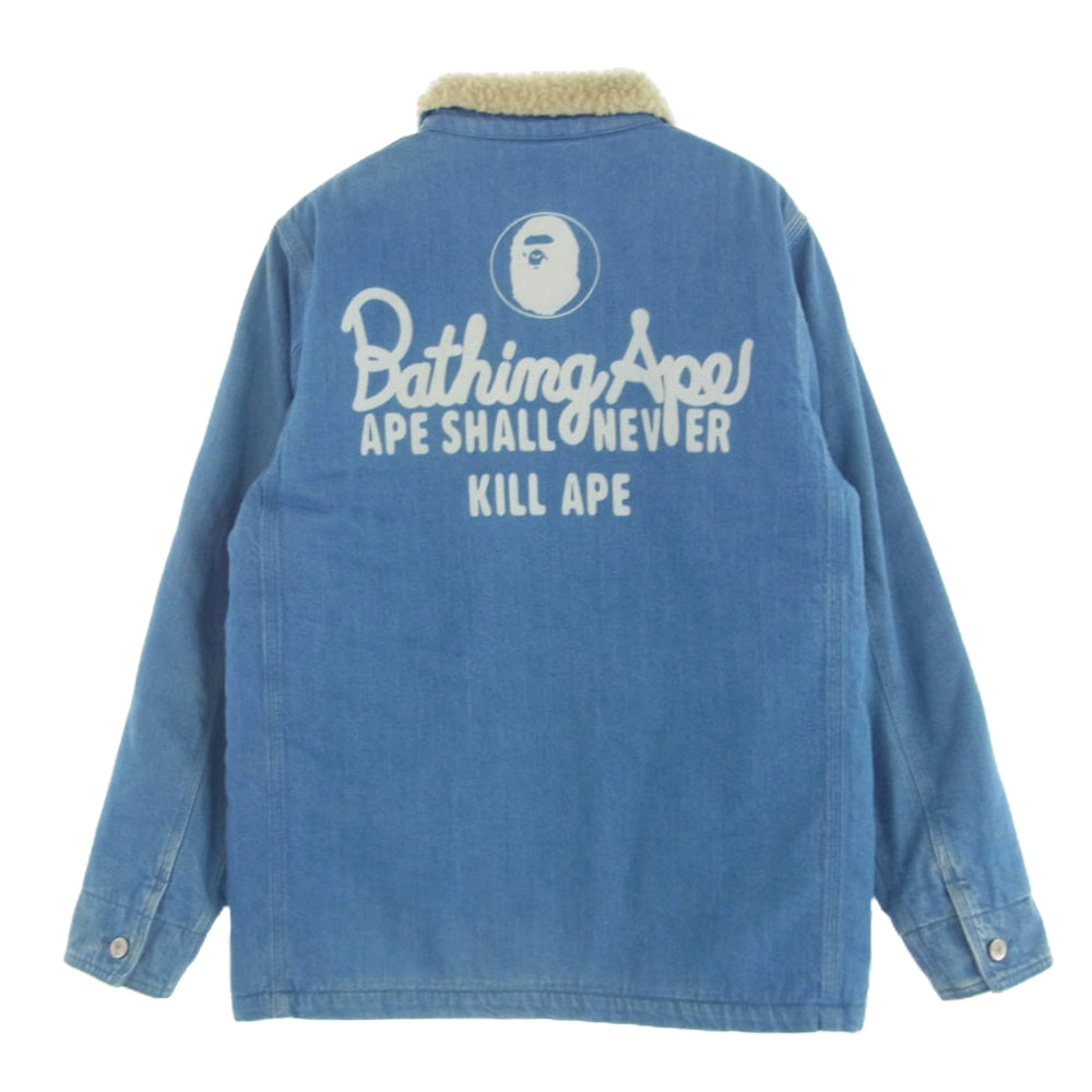 A BATHING APE アベイシングエイプ 001HJD801009X デニム ボア カバーオール ジャケット インディゴブルー系 M【中古】 A BATHING APE アベイシングエイプ 001HJD801009X デニム ボア