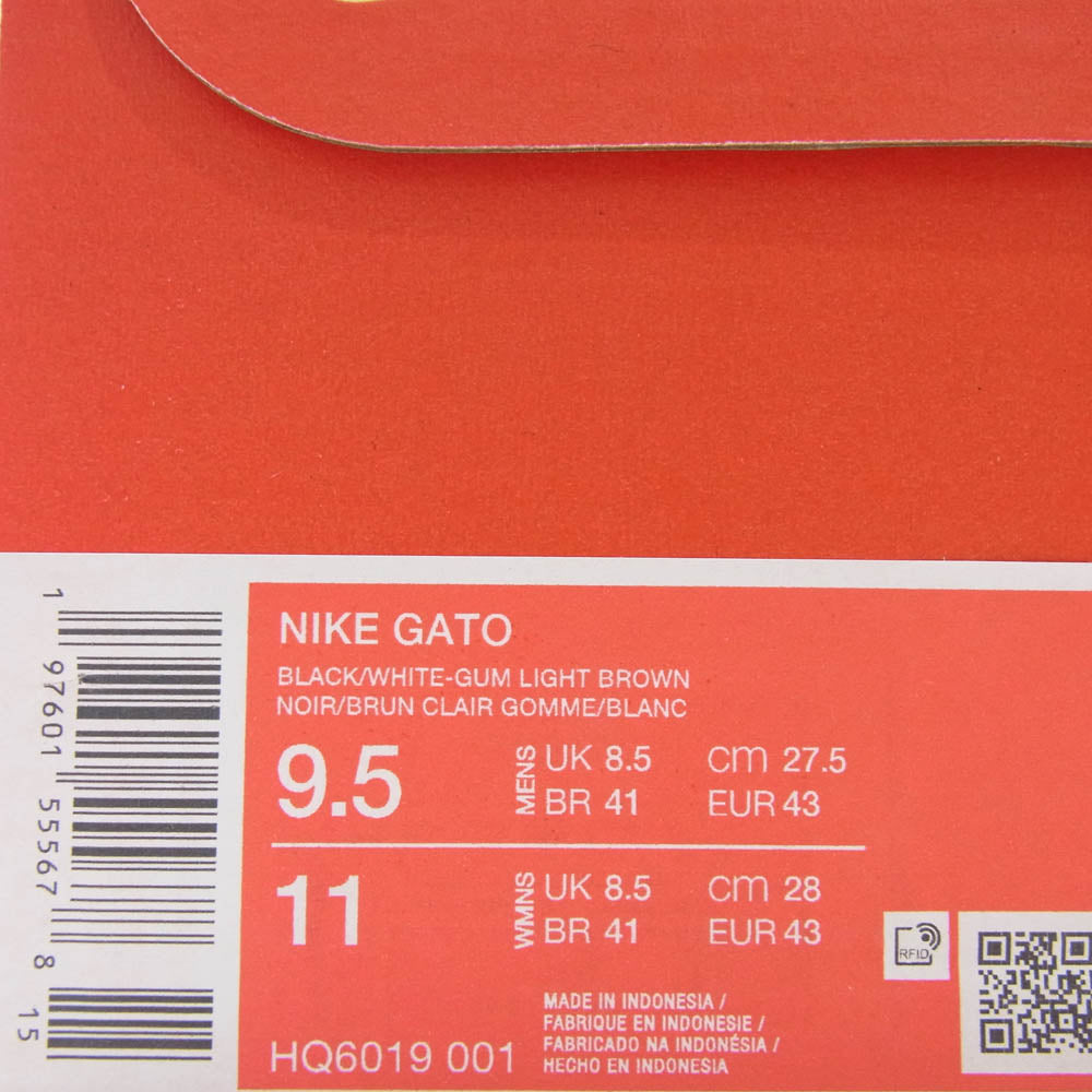NIKE ナイキ HQ6019-001 Gato Black White Gum ガト ローカット スニーカー ブラック系 27.5cm【新古品】【未使用】【中古】