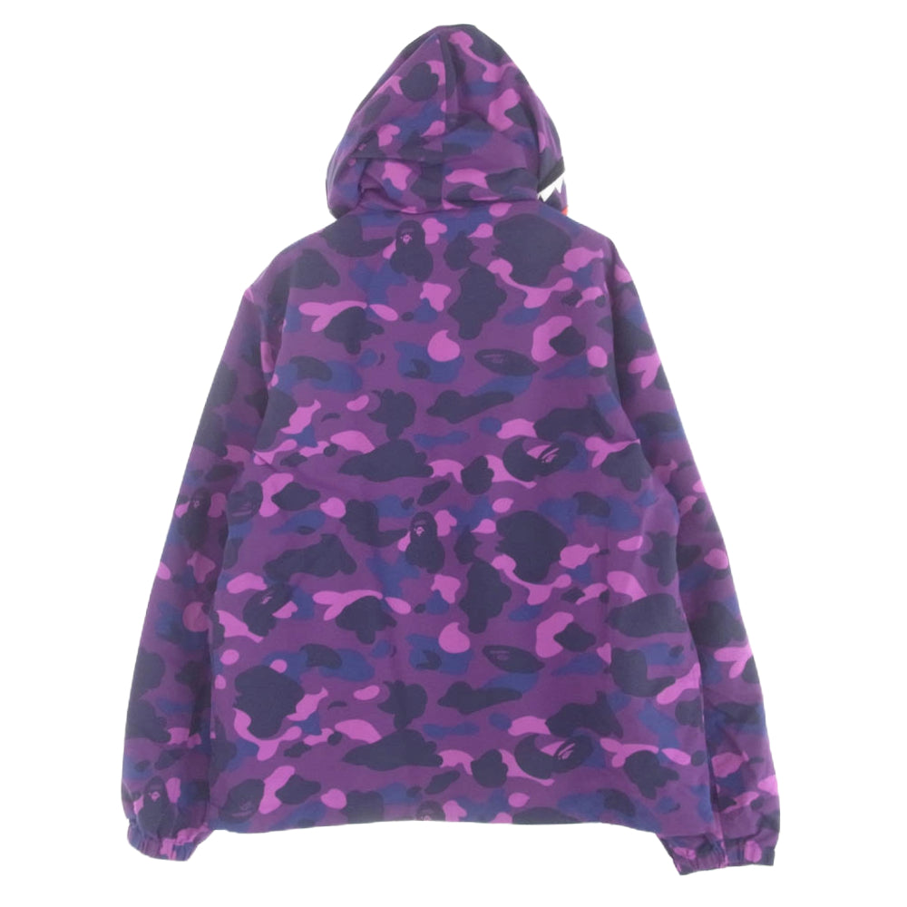 A BATHING APE アベイシングエイプ 001LJG301007X COLOR CAMO SHARK HOODIE JACKET カラーカモフラ シャークパーカー ジャケット パープル系 XL【中古】