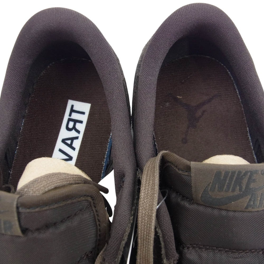 NIKE ナイキ DM7866-202 【フェイクバスターズ鑑定済】Travis Scott × Air Jordan 1 Low OG SP Velvet Brown and Dark Mocha トラヴィススコット × エアジョーダン 1 ロー スニーカー ブラウン系 26.5cm【新古品】【未使用】【中古】