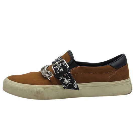 AMIRI アミリ SLIP ON BANDANA LTH バンダナ チェーン スエード スリッポン スニーカー ブラウン系 42【中古】