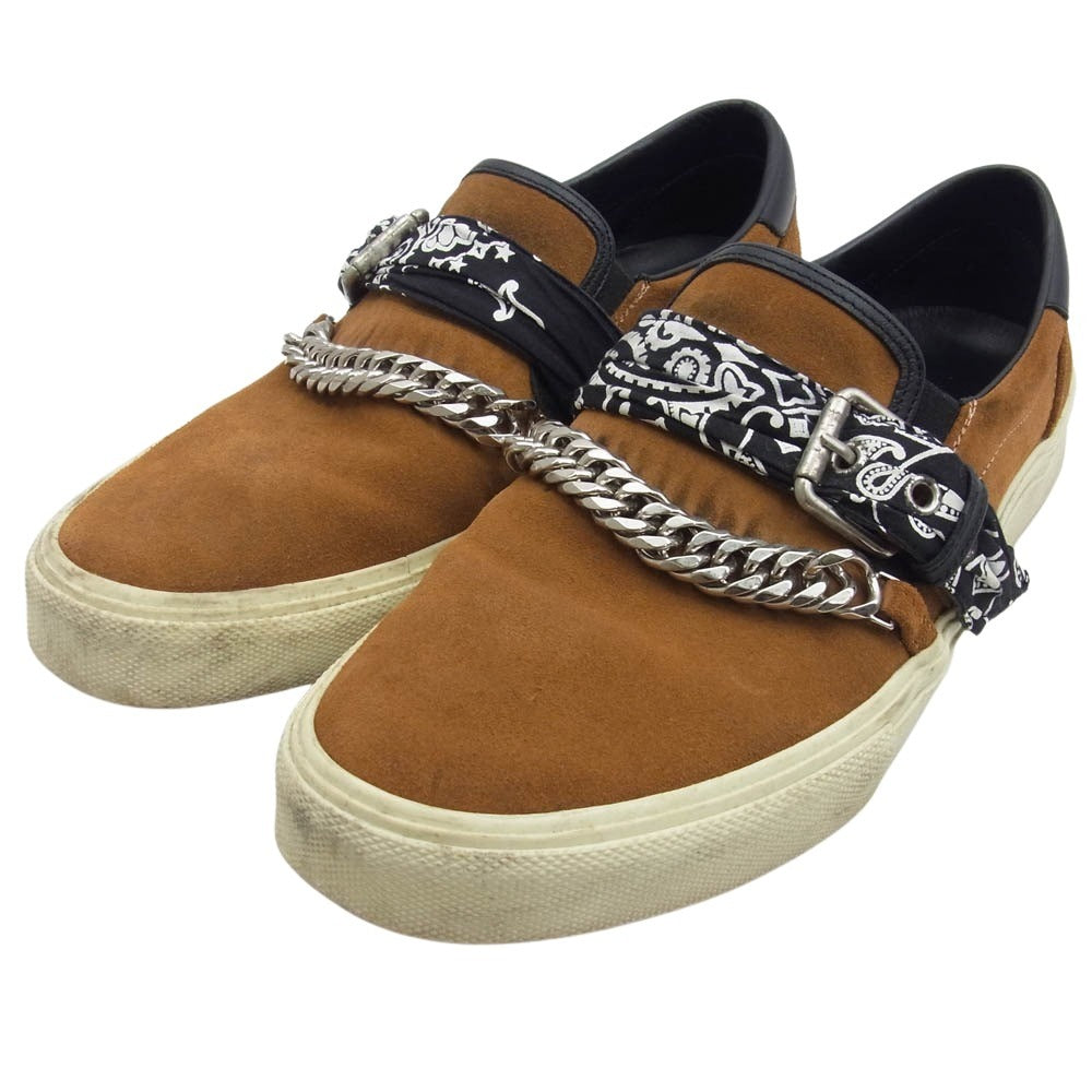 AMIRI アミリ SLIP ON BANDANA LTH バンダナ チェーン スエード スリッポン スニーカー ブラウン系 42【中古】