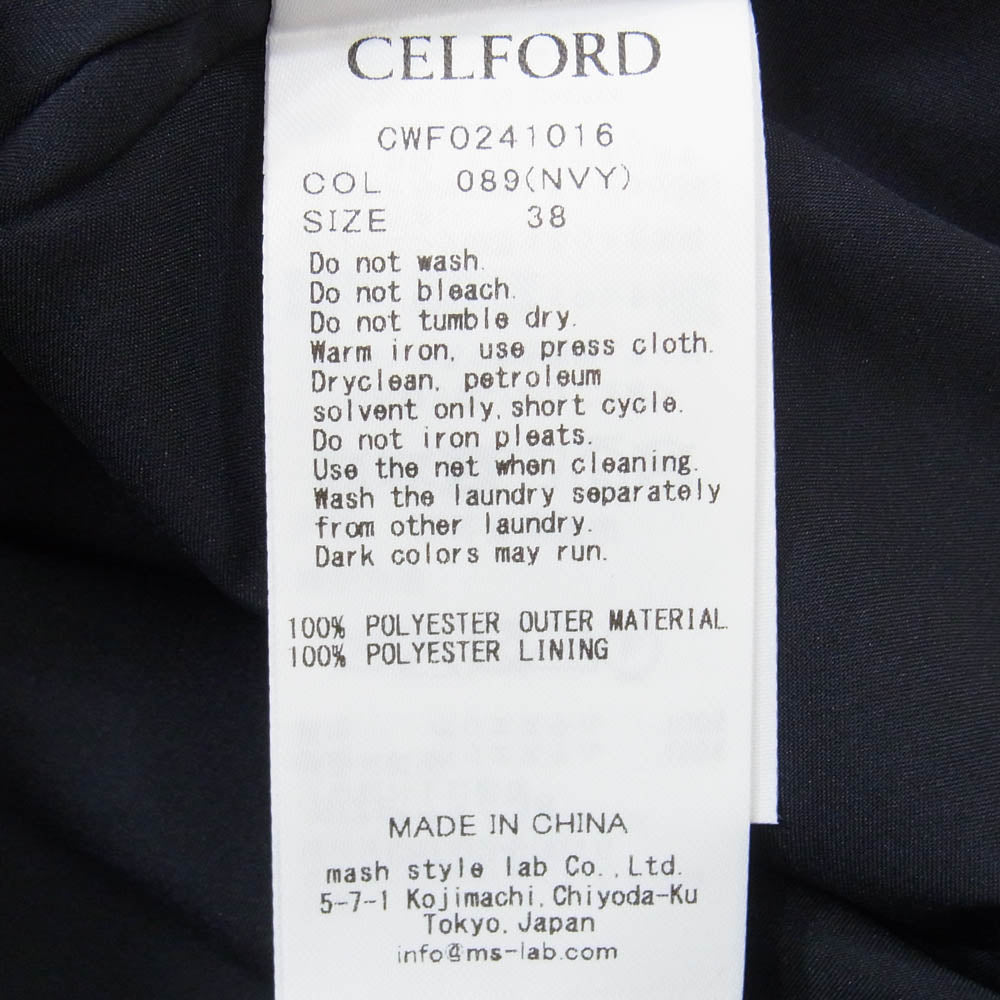 CELFORD セルフォード CWF0241016 ボウタイ プリーツ ワンピース ネイビー系 38【新古品】【未使用】【中古】