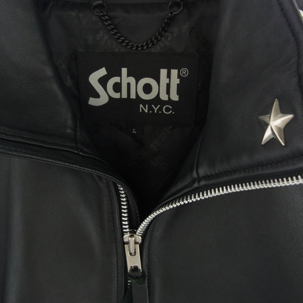 schott ショット 3191065 LEATHER TRACK JACKET シープレザー ワンスター サイドライン トラックジャケット ブラック系 L【中古】