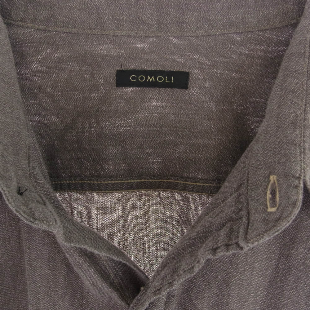 COMOLI コモリ 24SS Z01-02004 ヨリ杢 ワークシャツ ダークブラウン系 3【中古】