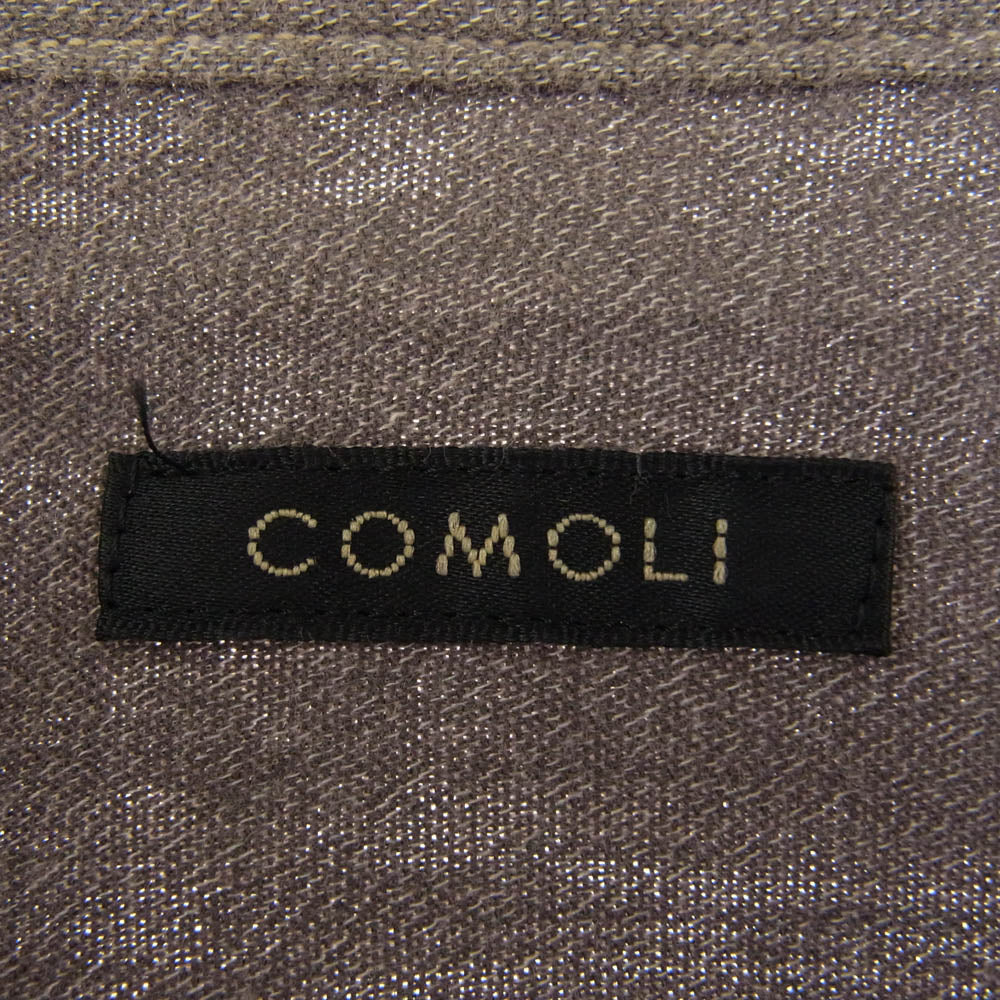 COMOLI コモリ 24SS Z01-02004 ヨリ杢 ワークシャツ ダークブラウン系 3【中古】