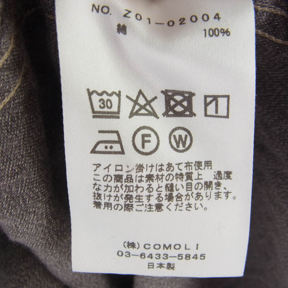 COMOLI コモリ 24SS Z01-02004 ヨリ杢 ワークシャツ ダークブラウン系 3【中古】