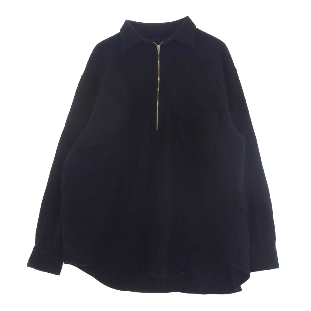 COMOLI コモリ 23AW Y03-02010 縮絨 ウール ハーフジップ シャツ プルオーバー ブラック系 3【中古】