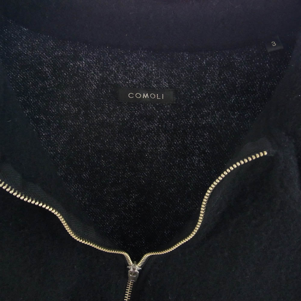 COMOLI コモリ 23AW Y03-02010 縮絨 ウール ハーフジップ シャツ プルオーバー ブラック系 3【中古】