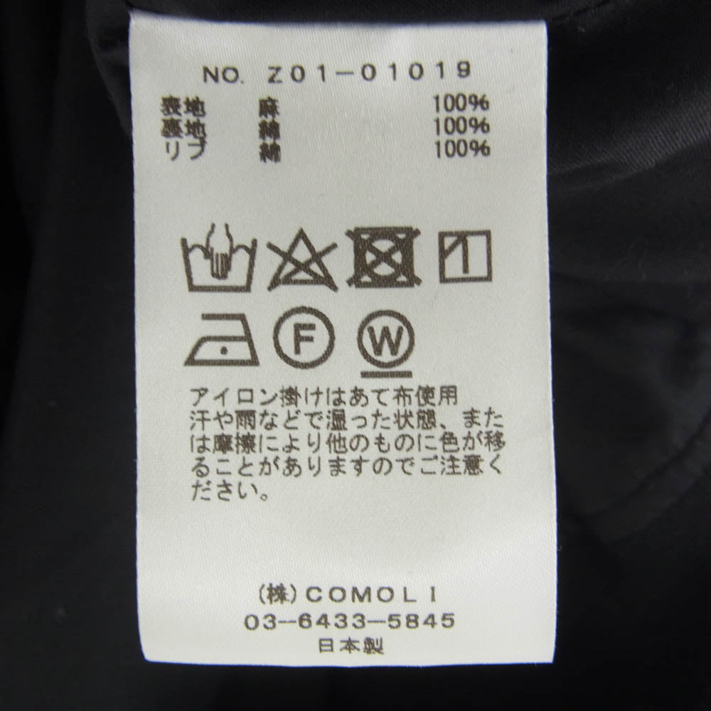 COMOLI コモリ 24SS Z01-01019 リネンWクロス ジップブルゾン ブラック系 3【中古】