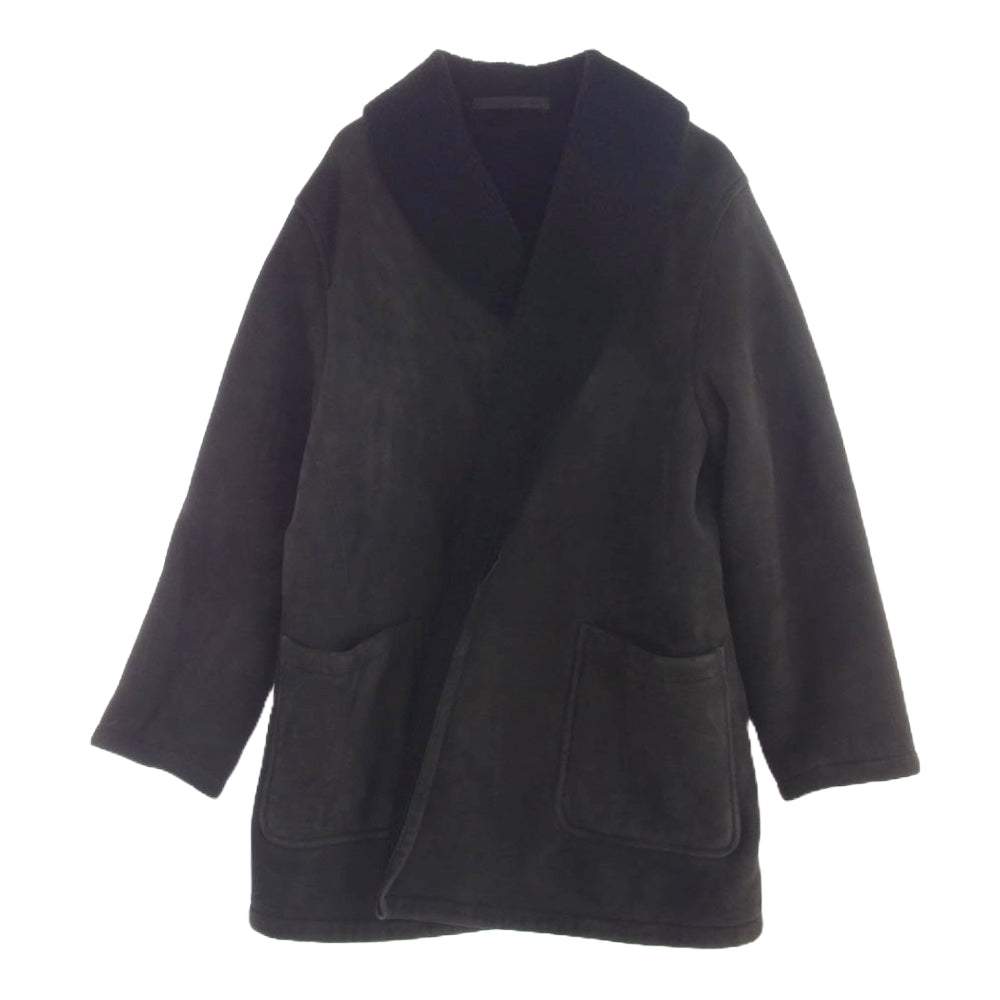 COMOLI コモリ 23AW Y03-04001 シープスキン ショールカラー コート ブラック系 3【中古】