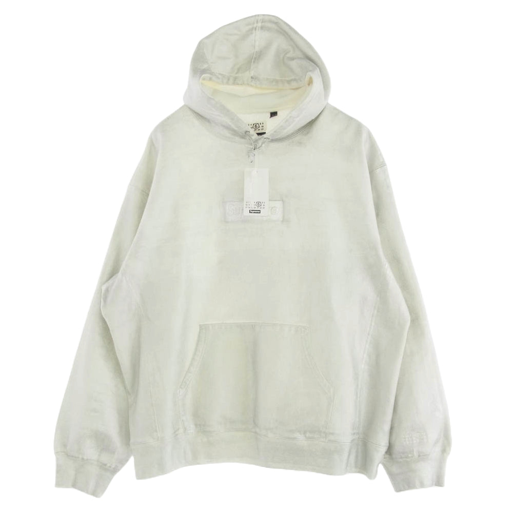 Supreme シュプリーム 24SS MM6 Maison Margiela Foil Box Logo Hooded Sweatshirt メゾン マルジェラ フォイル ボックスロゴ パーカー シルバー系 ホワイト系 XXL【美品】【中古】