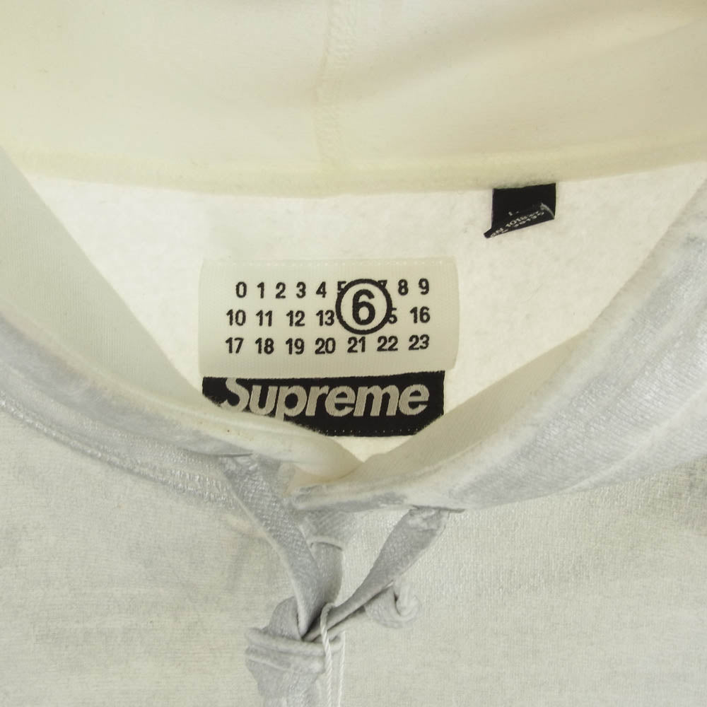 Supreme シュプリーム 24SS MM6 Maison Margiela Foil Box Logo Hooded Sweatshirt メゾン マルジェラ フォイル ボックスロゴ パーカー シルバー系 ホワイト系 XXL【美品】【中古】