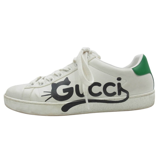 GUCCI グッチ 659912 キャット ロゴプリント ローカット スニーカー ホワイト系 35【中古】