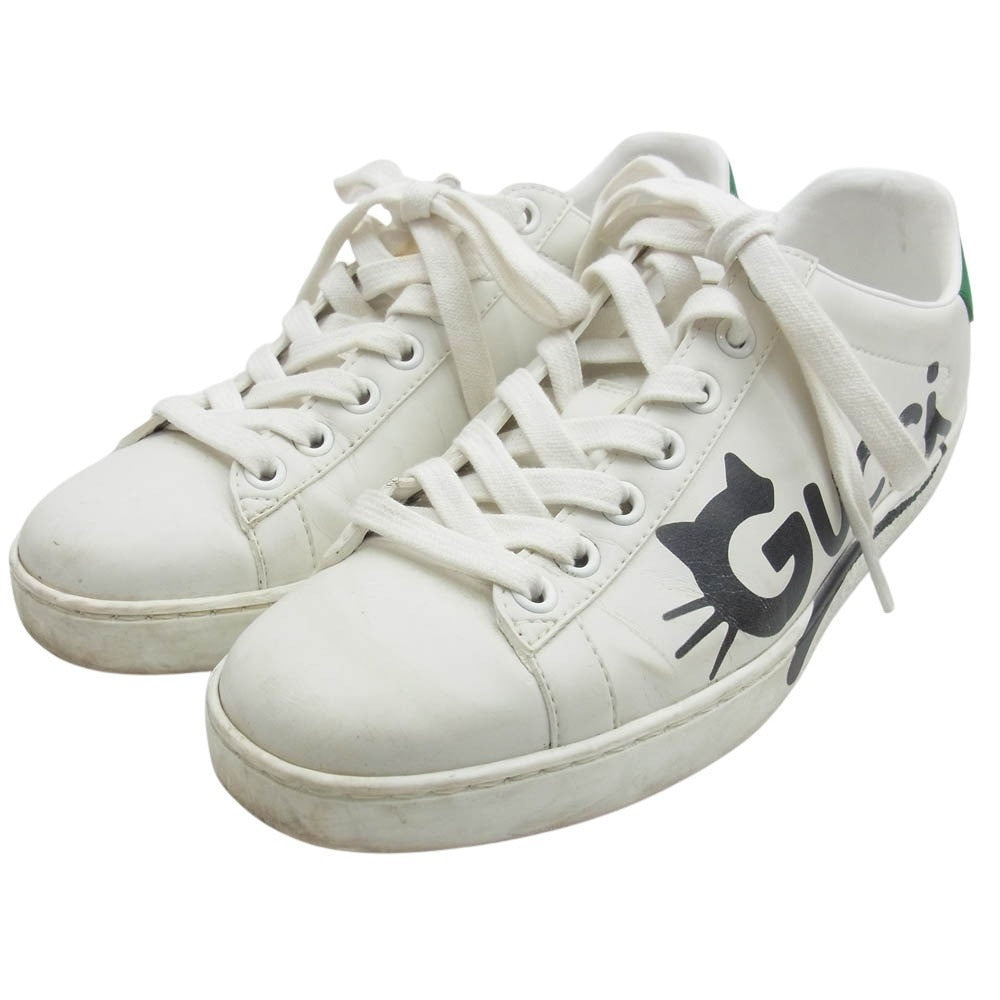 GUCCI グッチ 659912 キャット ロゴプリント ローカット スニーカー ホワイト系 35【中古】