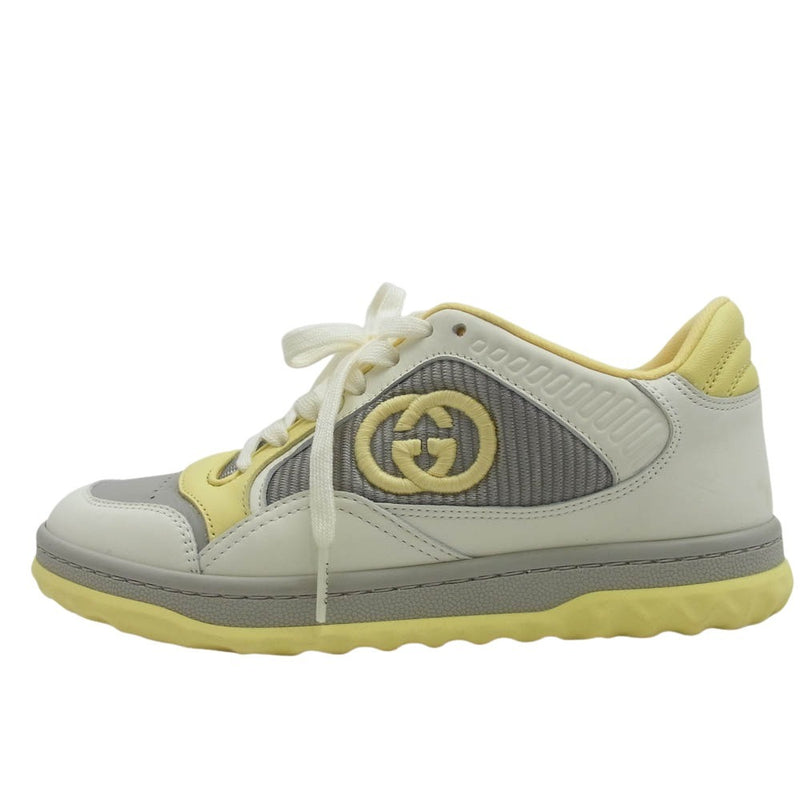 GUCCI グッチ MAC80 インターロッキングG ダブルG ロゴ刺繍 ローカット スニーカー ホワイト系 グレー系 34.5【中古】
