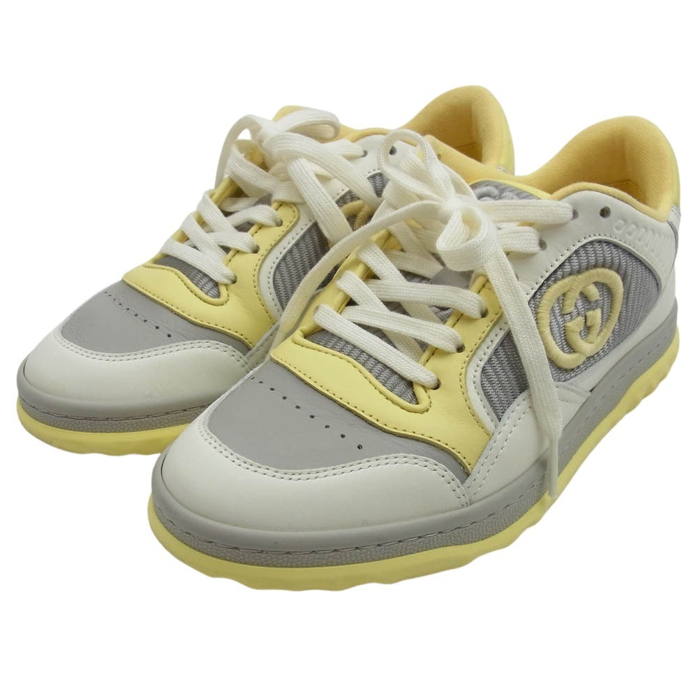 GUCCI グッチ MAC80 インターロッキングG ダブルG ロゴ刺繍 ローカット スニーカー ホワイト系 グレー系 34.5【中古】