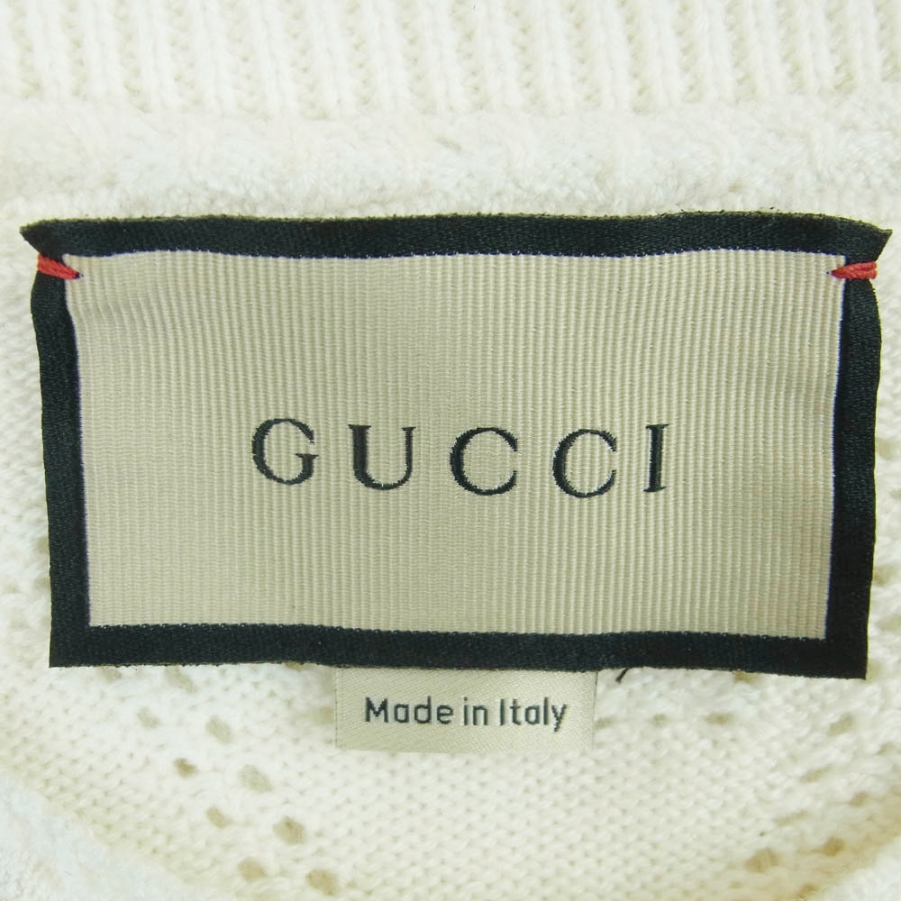 GUCCI グッチ 650676 GG カットデザイン 半袖 ニット プルオーバー カットソー オフホワイト系 XXS【中古】