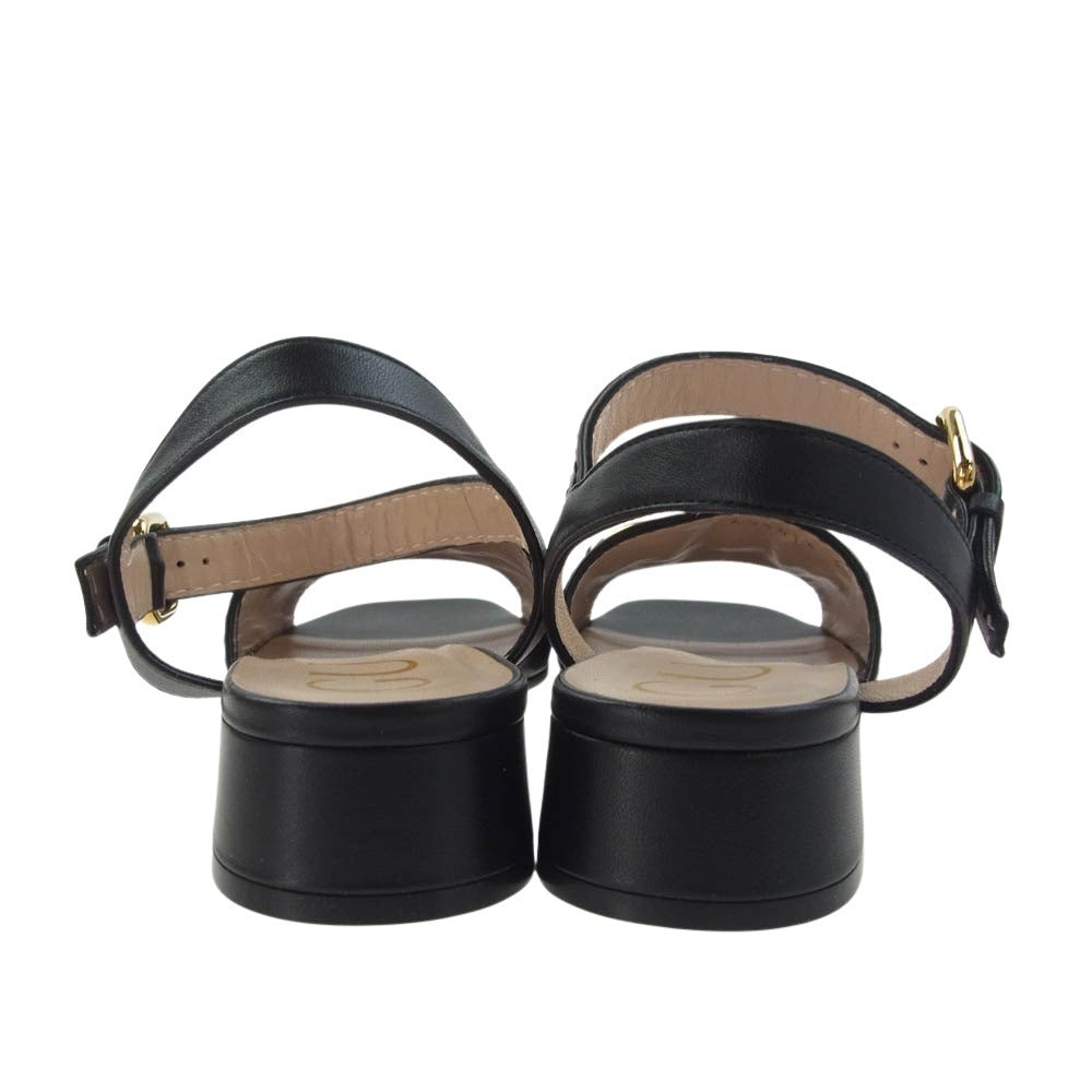GUCCI グッチ 655413 ホースビット ローヒール ストラップ オープントゥ サンダル ブラック系【中古】
