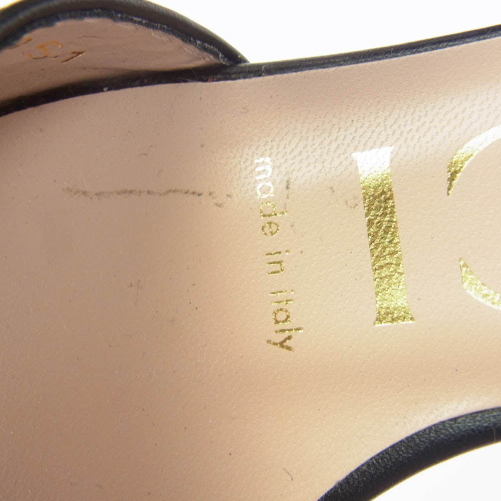 GUCCI グッチ 655413 ホースビット ローヒール ストラップ オープントゥ サンダル ブラック系【中古】