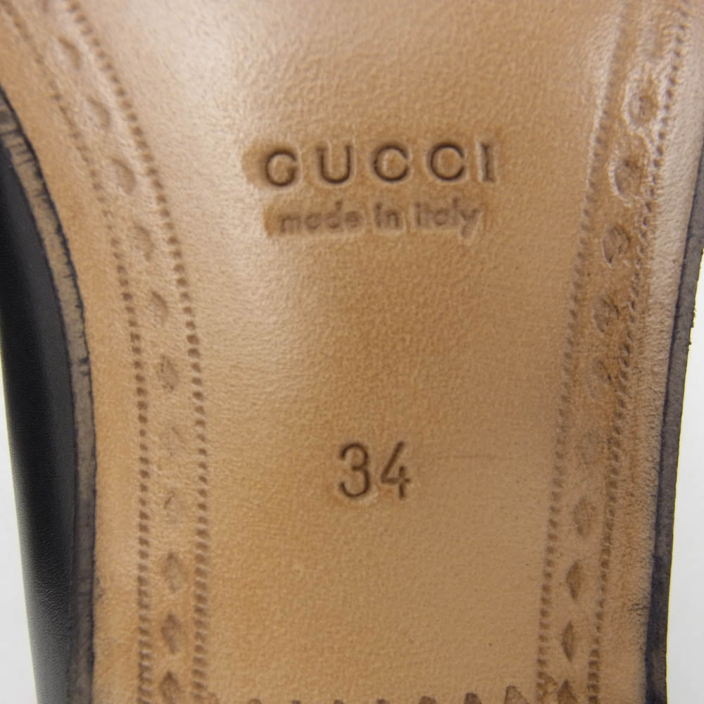GUCCI グッチ PALACE パレス GG-P ホースビット Pチャーム レザー ローファー シューズ ブラック系 34【中古】