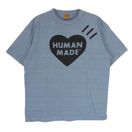 HUMAN MADE ヒューマンメイド ハート ロゴ プリント Tシャツ 半袖  ブルー系 L【中古】