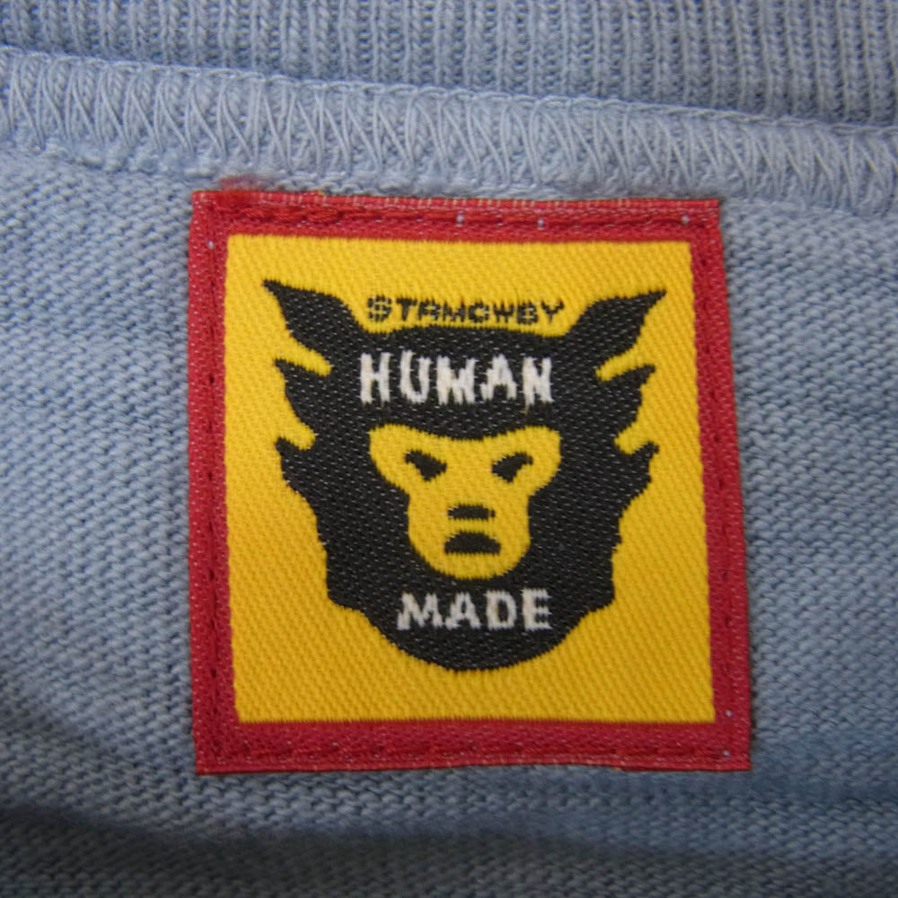 HUMAN MADE ヒューマンメイド ハート ロゴ プリント Tシャツ 半袖  ブルー系 L【中古】