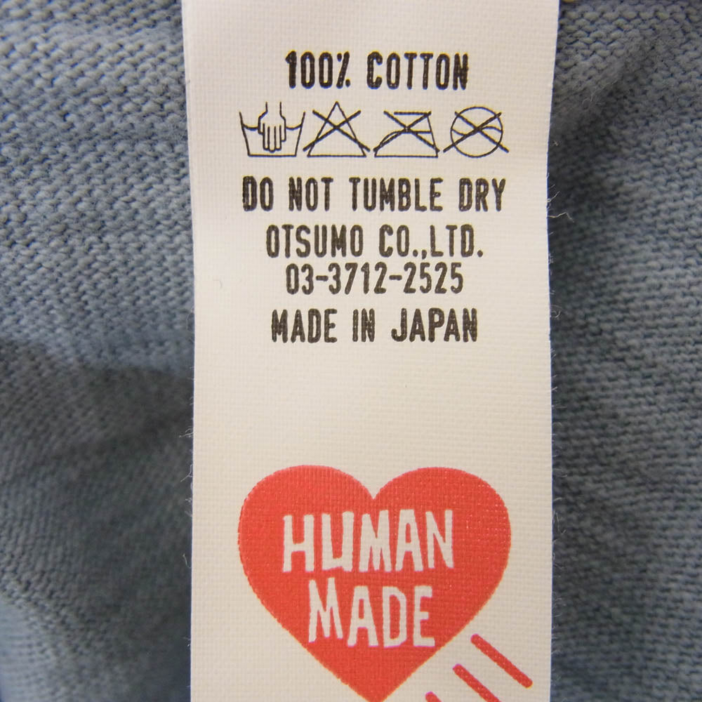 HUMAN MADE ヒューマンメイド ハート ロゴ プリント Tシャツ 半袖  ブルー系 L【中古】