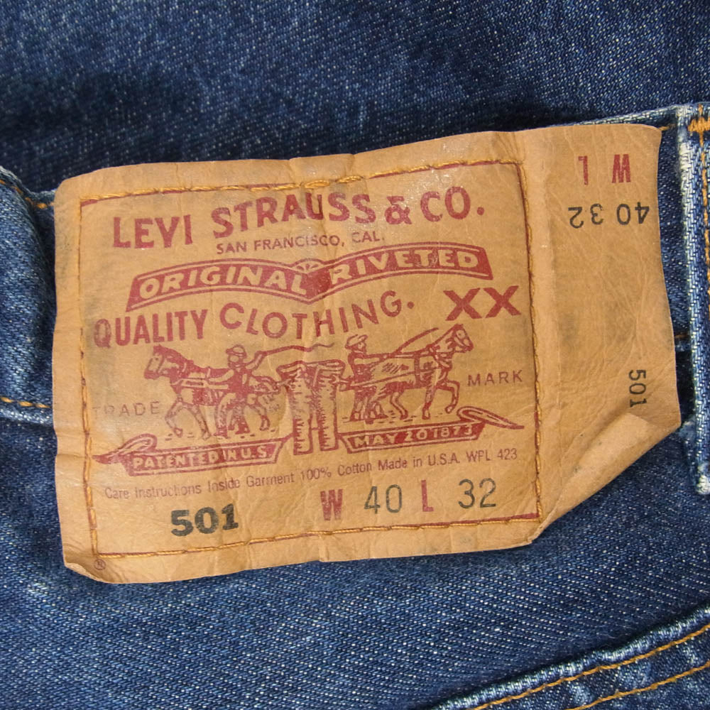 Levi's リーバイス 90s USA製 501 ストレート デニム パンツ ボタンフライ ボタン裏刻印553 インディゴブルー系 40【中古】