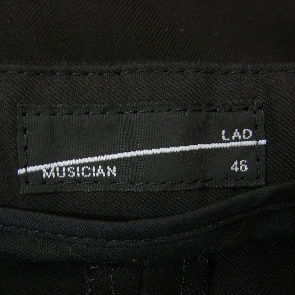 LAD MUSICIAN ラッドミュージシャン 2116-552 FRONT TUCK CROPPED PANTS クロップド ワイド ラップ パンツ ブラック系 46【中古】