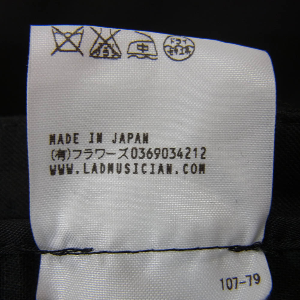 LAD MUSICIAN ラッドミュージシャン 2116-552 FRONT TUCK CROPPED PANTS クロップド ワイド ラップ パンツ ブラック系 46【中古】