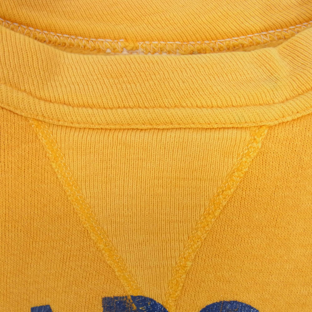 ヴィンテージ カレッジ プリント フロント Vガゼット スウェット シャツ イエロー系 サイズ表記無【中古】