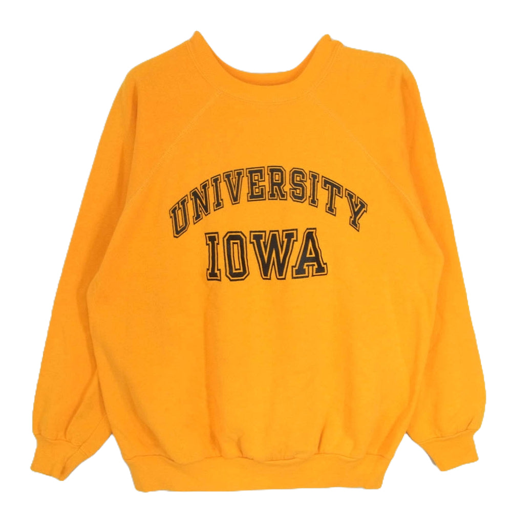 Champion チャンピオン 80s USA製 トリコタグ カレッジ スウェット ラグランスリーブ イエロー系 サイズ表記無【中古】