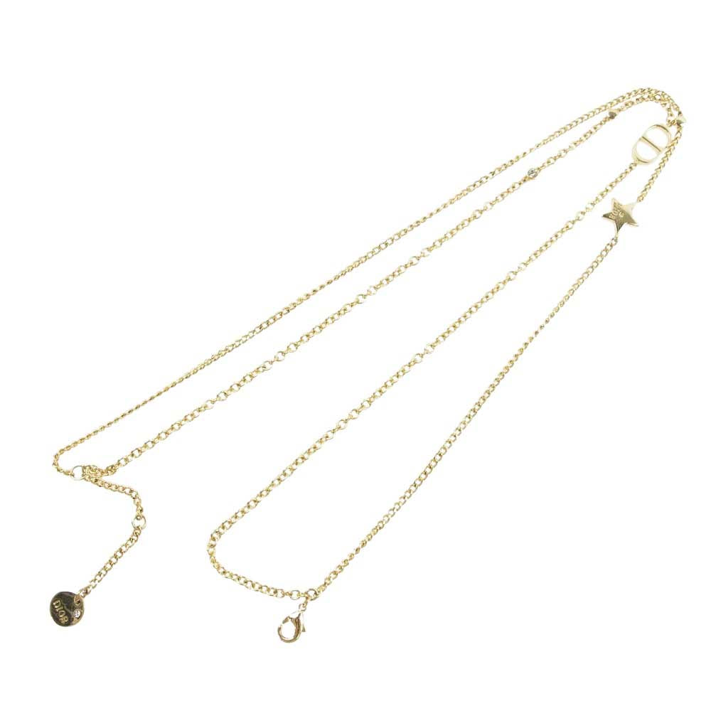 Christian Dior クリスチャンディオール PETIT CD ダブルチェーン アイコン 2連 ラインストーン スター ロゴ ネックレス【中古】