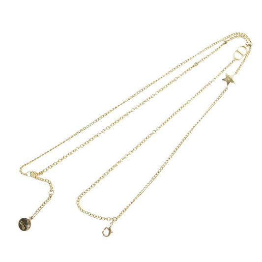 Christian Dior クリスチャンディオール PETIT CD ダブルチェーン アイコン 2連 ラインストーン スター ロゴ ネックレス【中古】