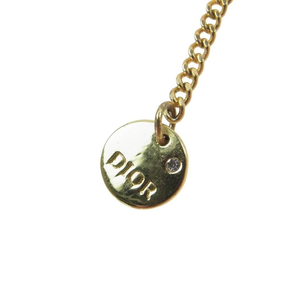 Christian Dior クリスチャンディオール PETIT CD ダブルチェーン アイコン 2連 ラインストーン スター ロゴ ネックレス【中古】