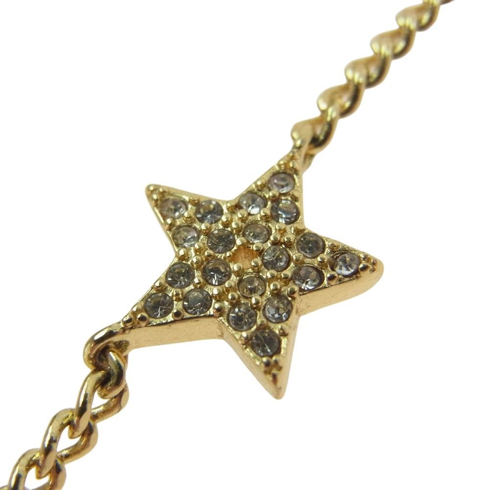 Christian Dior クリスチャンディオール PETIT CD ダブルチェーン アイコン 2連 ラインストーン スター ロゴ ネックレス【中古】