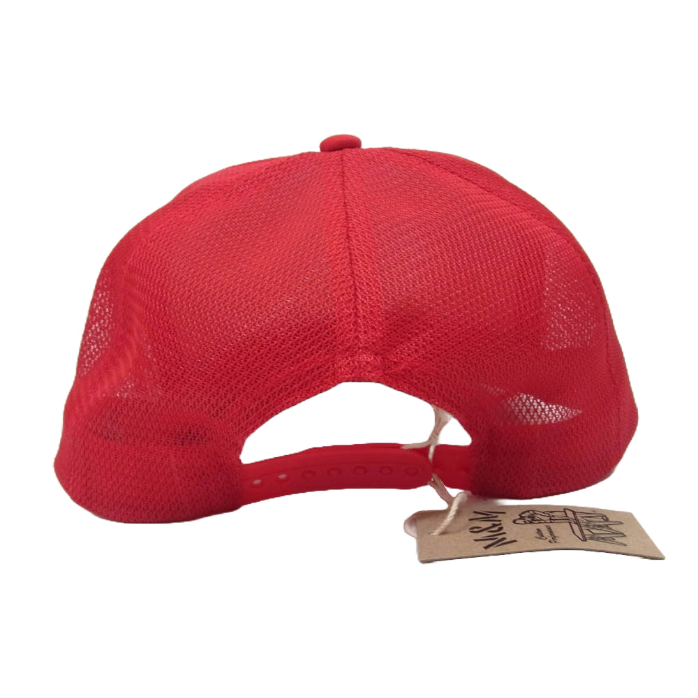 エムアンドエムカスタムパフォーマンス MESH PRINT CAP スクエアロゴプリント メッシュ キャップ 帽子 レッド系【美品】【中古】