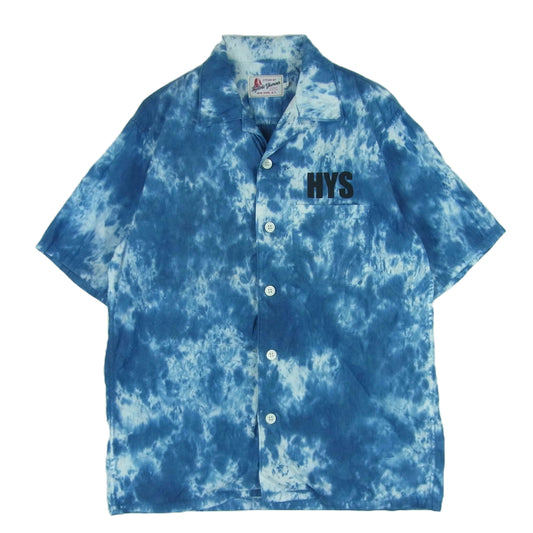 HYSTERIC GLAMOUR ヒステリックグラマー 02201AH06 HYSプリント タイダイ オープンカラー 半袖 シャツ ブルー系 ホワイト系 S【中古】