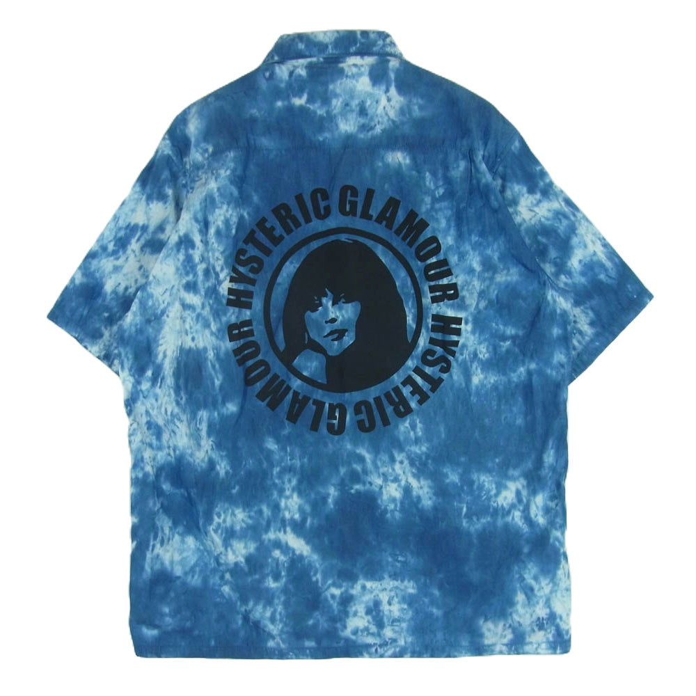 HYSTERIC GLAMOUR ヒステリックグラマー 02201AH06 HYSプリント タイダイ オープンカラー 半袖 シャツ ブルー系 ホワイト系 S【中古】