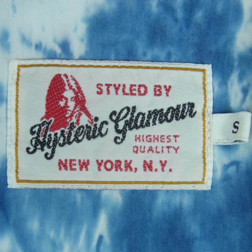 HYSTERIC GLAMOUR ヒステリックグラマー 02201AH06 HYSプリント タイダイ オープンカラー 半袖 シャツ ブルー系 ホワイト系 S【中古】