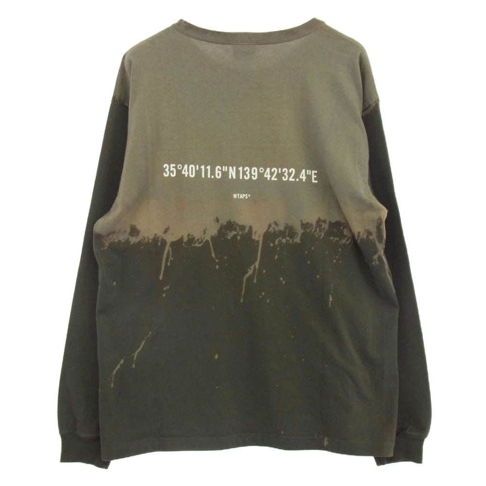WTAPS ダブルタップス 19SS 191ATDT-CSM01S DESIGN LS XeroX TEE ロゴプリント 長袖 Tシャツ カットソー グリーン系 カーキ系 size X01【中古】