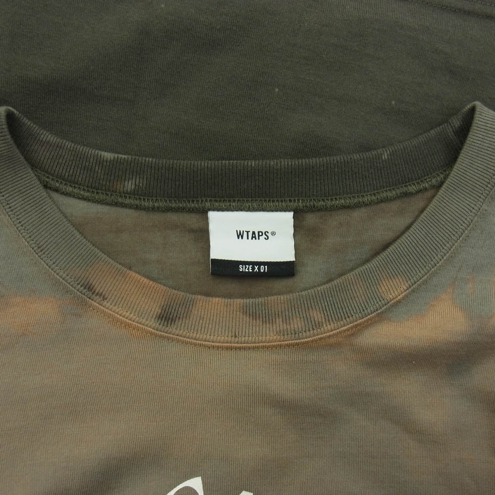 WTAPS ダブルタップス 19SS 191ATDT-CSM01S DESIGN LS XeroX TEE ロゴプリント 長袖 Tシャツ カットソー グリーン系 カーキ系 size X01【中古】