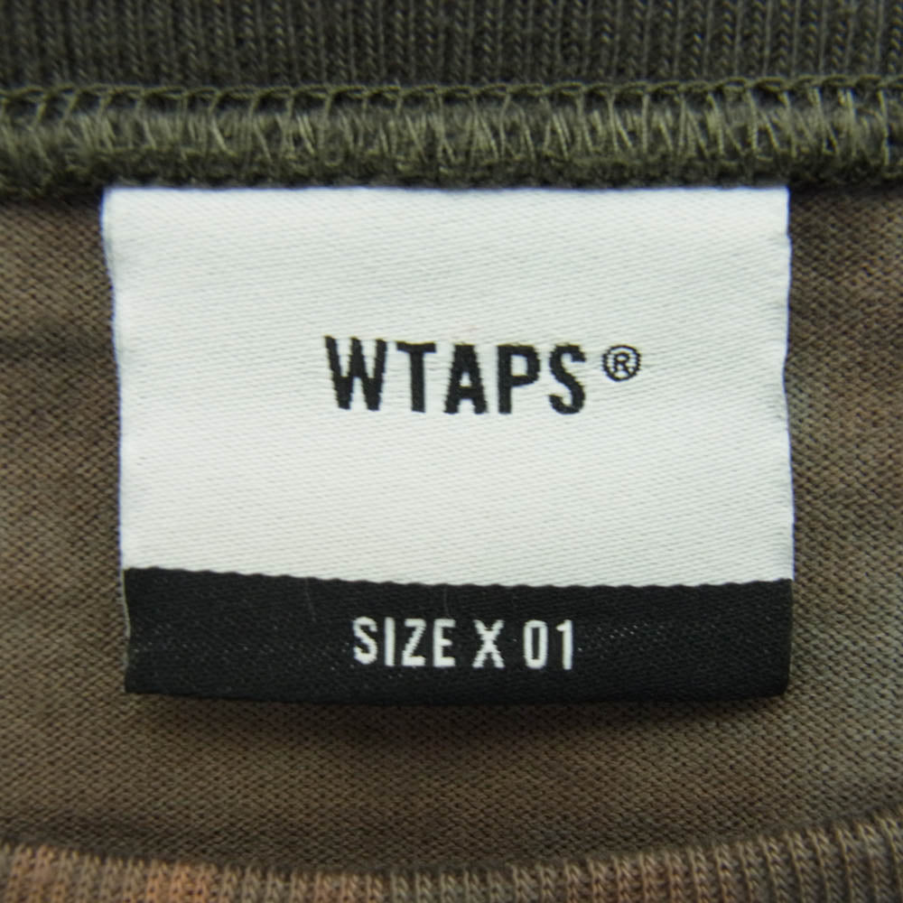 WTAPS ダブルタップス 19SS 191ATDT-CSM01S DESIGN LS XeroX TEE ロゴプリント 長袖 Tシャツ カットソー グリーン系 カーキ系 size X01【中古】