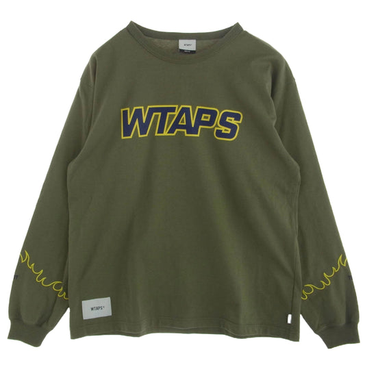 WTAPS ダブルタップス 20AW 202ATDT-CSM17 DRIFTERS LS COPO ドリフターズ ロゴプリント 長袖 Tシャツ カットソー グリーン系 カーキ系 size X01【中古】
