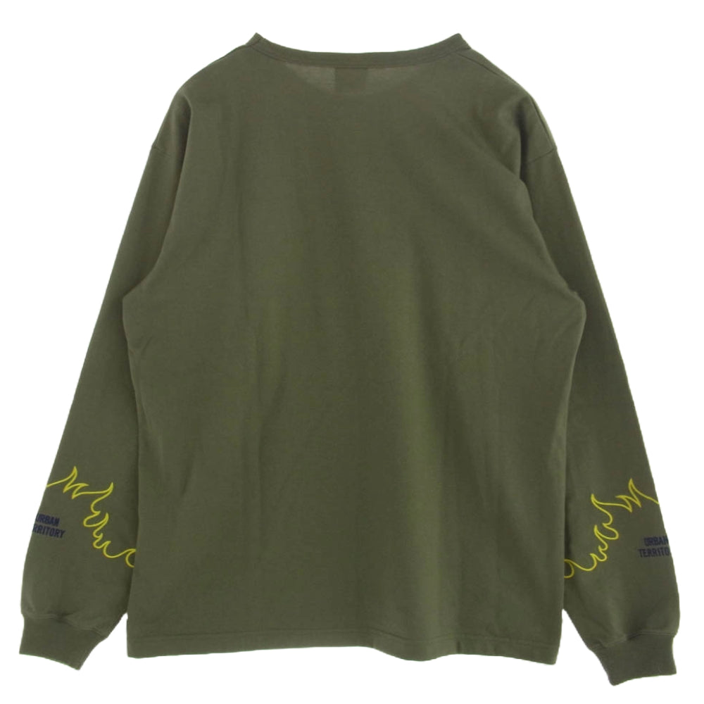 WTAPS ダブルタップス 20AW 202ATDT-CSM17 DRIFTERS LS COPO ドリフターズ ロゴプリント 長袖 Tシャツ カットソー グリーン系 カーキ系 size X01【中古】