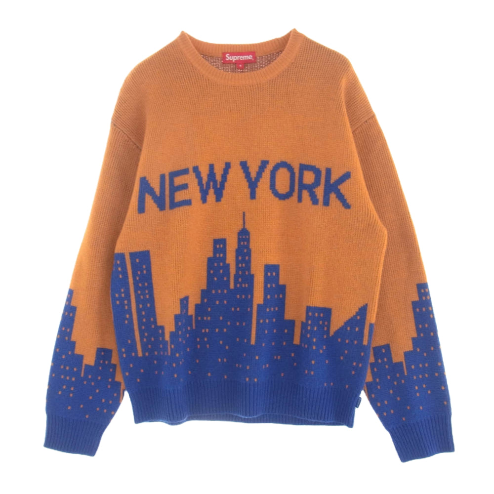 Supreme シュプリーム 20SS New York Sweater ニューヨーク セーター クルーネック ニット オレンジ系 S【中古】